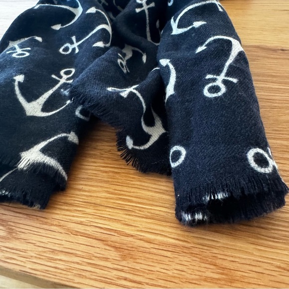 Matinique Navy Blue Anchor Print Scarf - Nautical Style Accessory - Picture 3 of 9